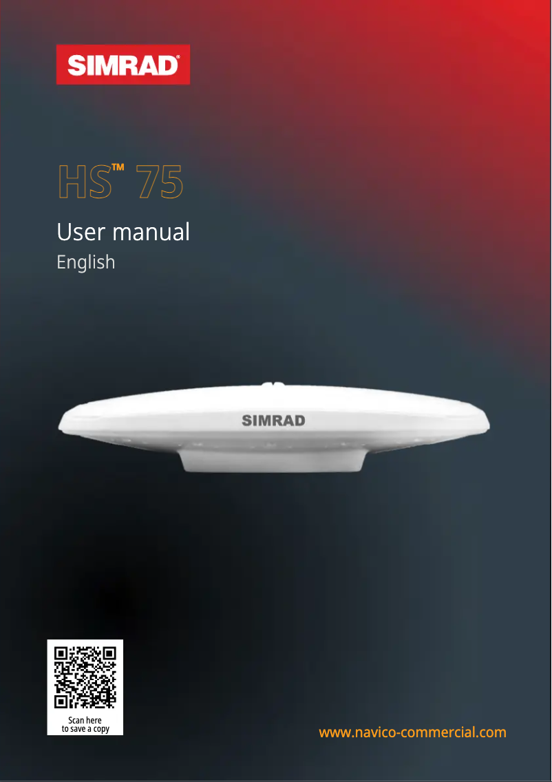 Page 1 of the manual User Manual Simrad HS75