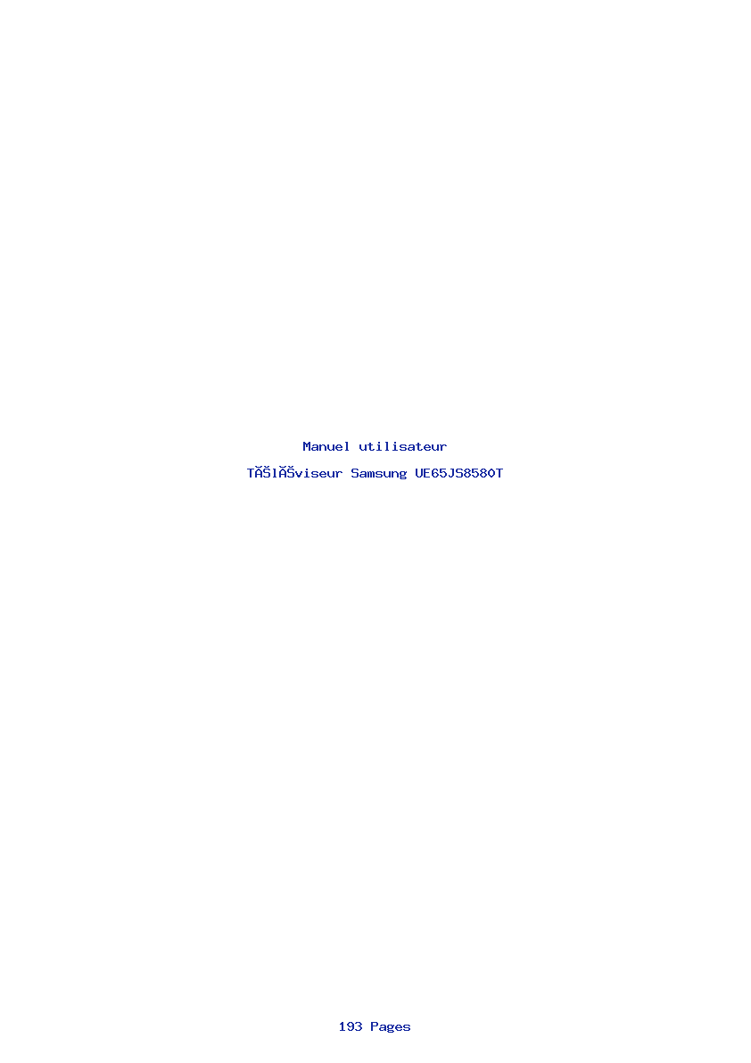 Page 1 de la notice Manuel utilisateur Samsung UE65JS8580T
