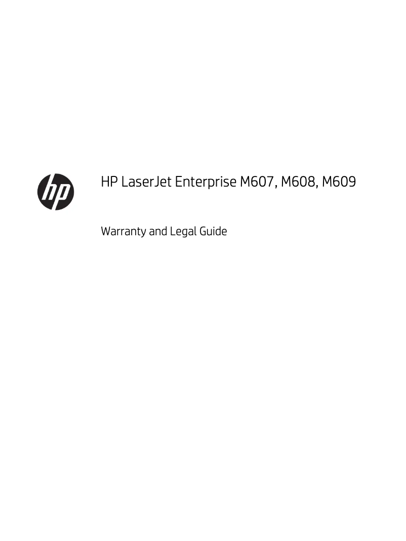 Page n°1 - Informations de garantie HP LaserJet Enterprise M609
