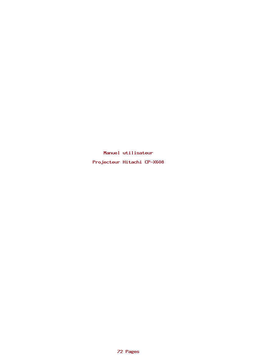 Page 1 de la notice Manuel utilisateur Hitachi CP-X608
