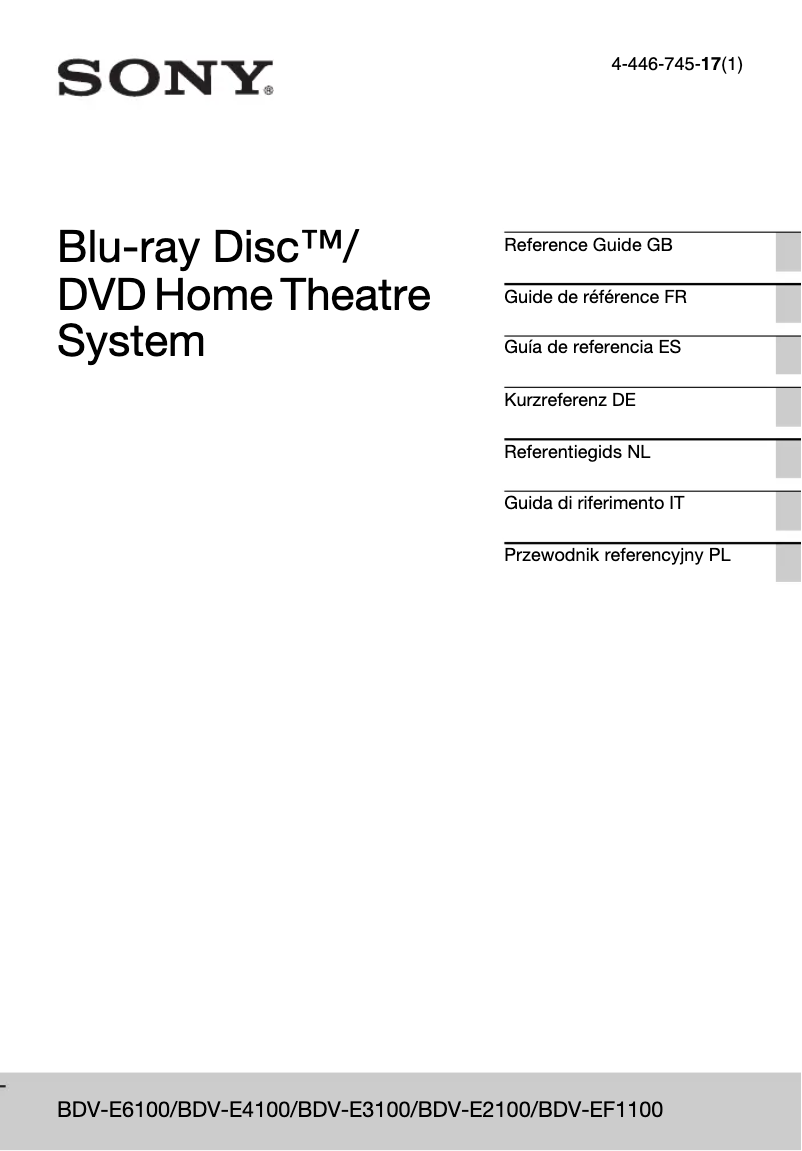 Page 1 de la notice Manuel utilisateur Sony BDV-E6100