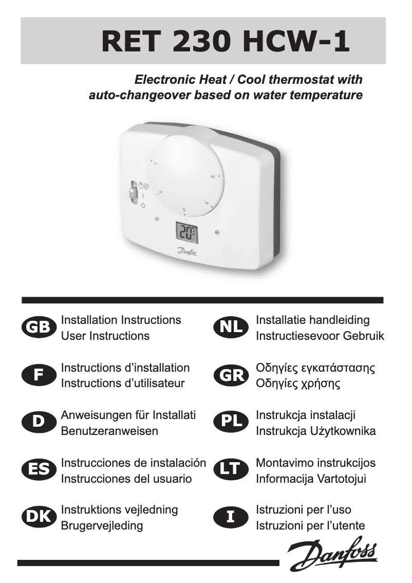 Page 1 of the manual User Manual Danfoss RET 230 HCW-1