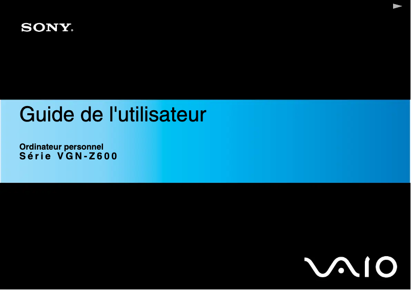 Page 1 de la notice Manuel utilisateur Sony Vaio VGN-Z620D