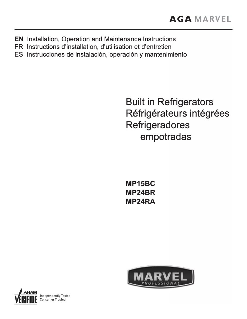 Page 1 de la notice Manuel utilisateur Marvel MP24RAS3LS