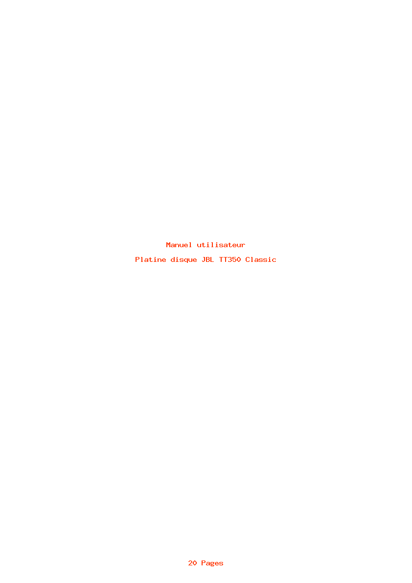 Page 1 de la notice Manuel utilisateur JBL TT350 Classic