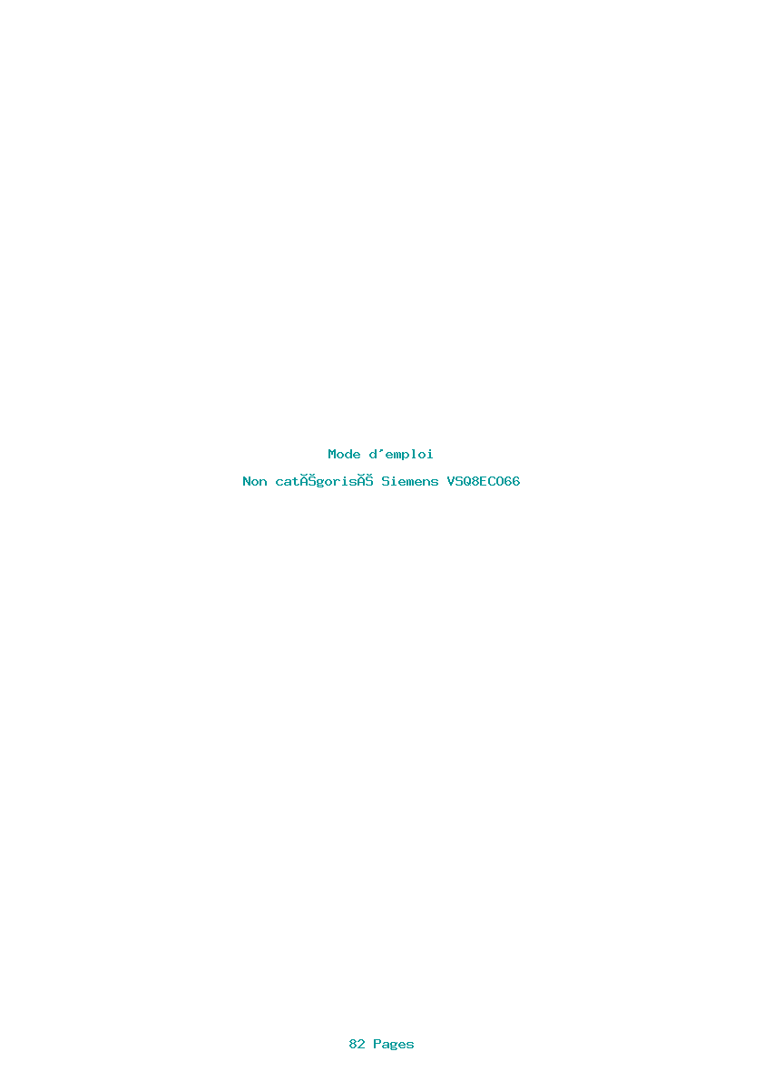 Page 1 de la notice Mode d'emploi Siemens VSQ8ECO66