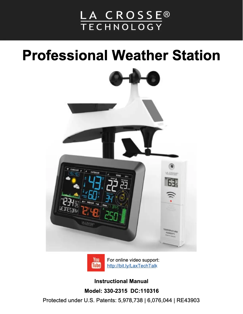 Page 1 de la notice Manuel utilisateur La Crosse Technology 330-2315