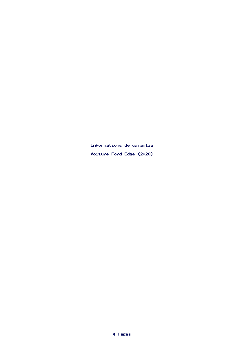 Page 1 de la notice Informations de garantie Ford Edge (2020)