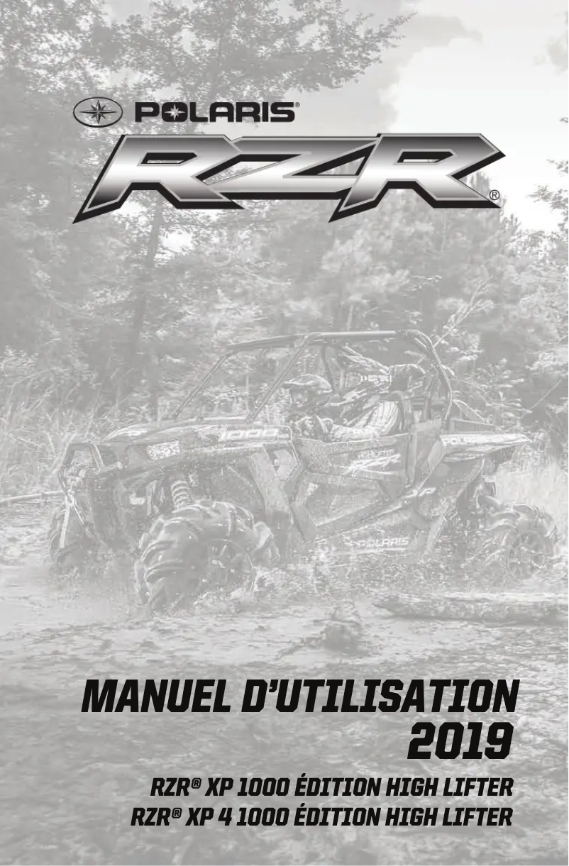 Page 1 de la notice Manuel utilisateur Polaris RZR XP 1000 High Lifter (2019)