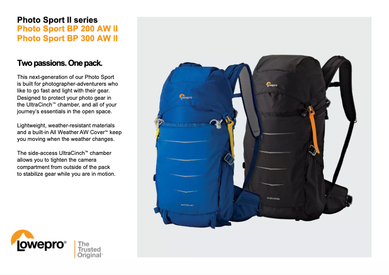 Page 1 of the manual User Manual Lowepro Photo Sport 300 AW II