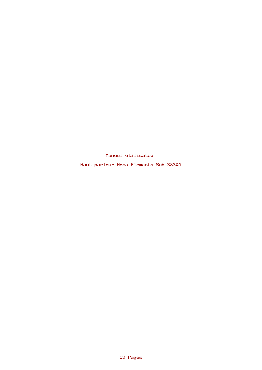 Page 1 de la notice Manuel utilisateur Heco Elementa Sub 3830A