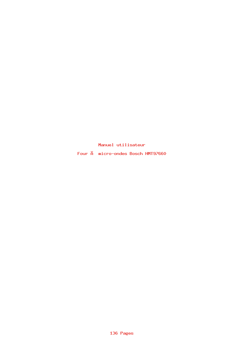 Page 1 de la notice Manuel utilisateur Bosch HMT97660
