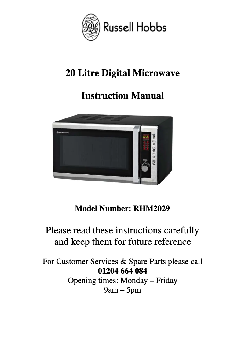 Page 1 de la notice Manuel utilisateur Russell Hobbs RHM2029