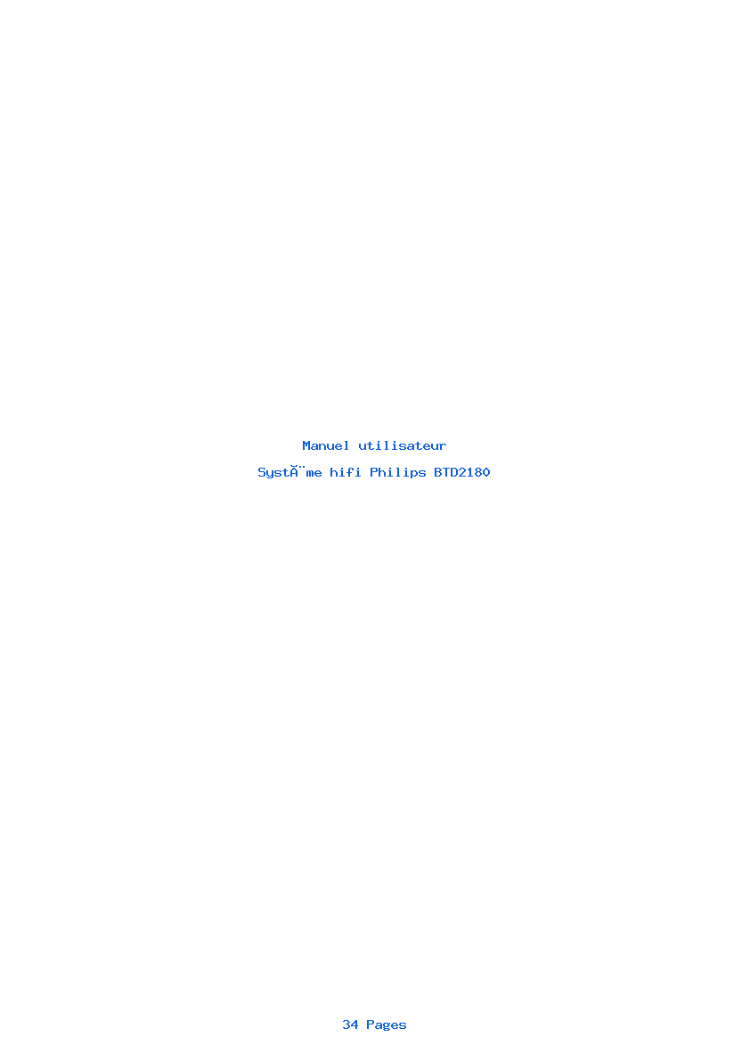 Page 1 de la notice Manuel utilisateur Philips BTD2180