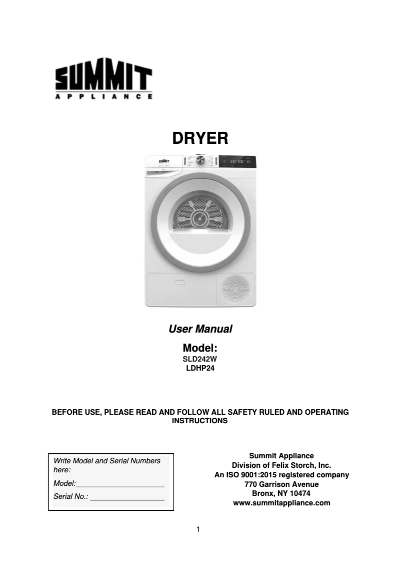 Page 1 de la notice Manuel utilisateur Summit SLD242W