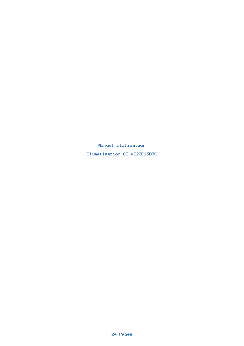 Page 1 de la notice Manuel utilisateur GE AZ22E15D5C