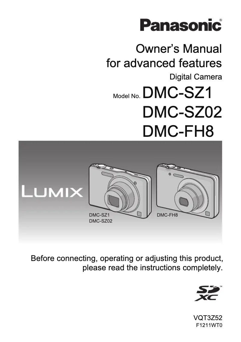 Page 1 of the manual User Manual Panasonic Lumix DMC-SZ02