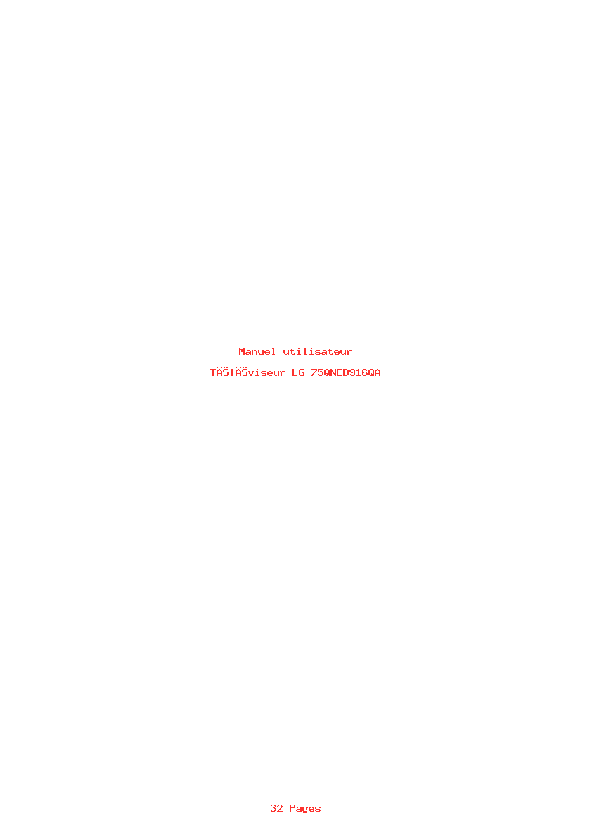 Page 1 de la notice Manuel utilisateur LG 75QNED916QA