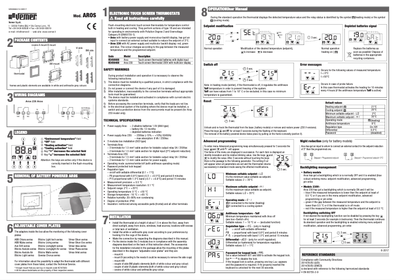 Page 1 de la notice Manuel utilisateur Vemer Aros 230