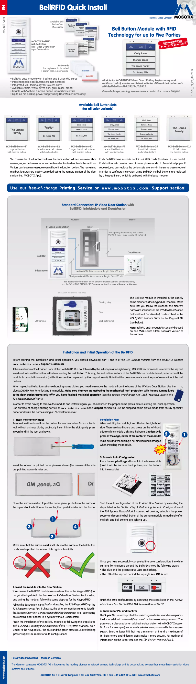 Page 1 de la notice Manuel utilisateur Mobotix MX-BELL1-BUTTON-F3