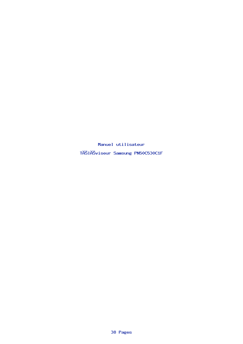 Page 1 de la notice Manuel utilisateur Samsung PN50C530C1F