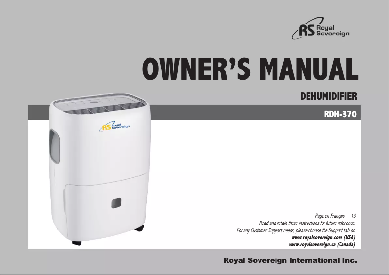 Página 1 del manual Manual de usuario Royal Sovereign RDH-370