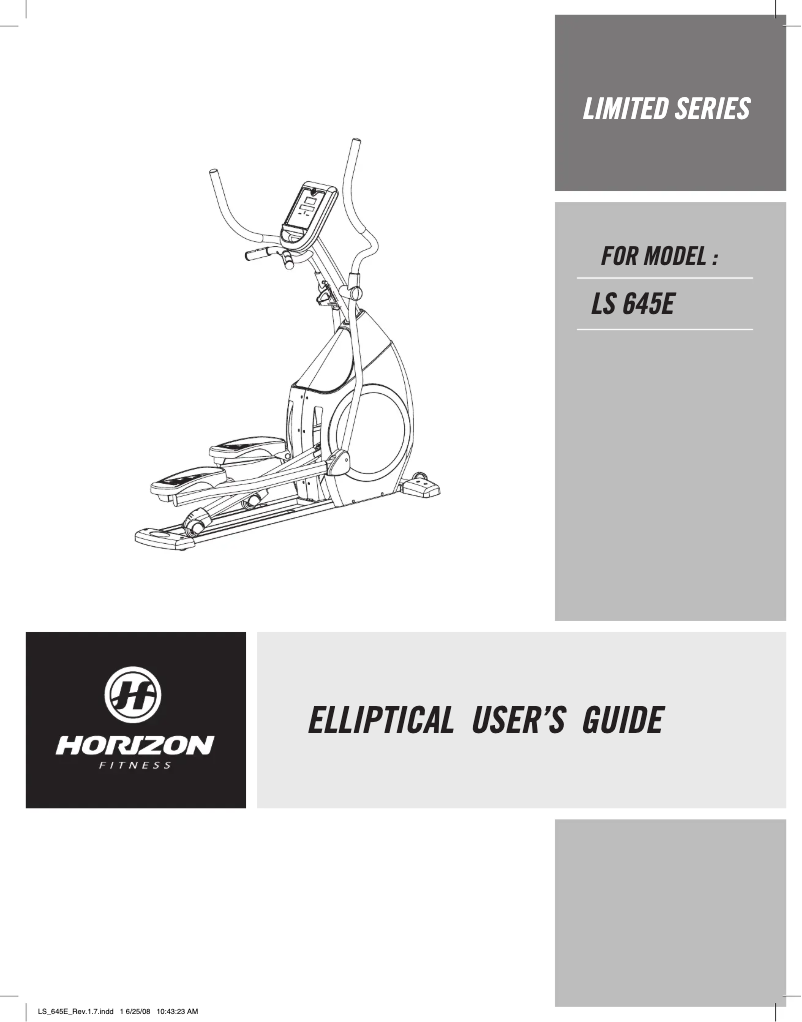 Page 1 de la notice Manuel utilisateur Horizon Fitness LS 645E