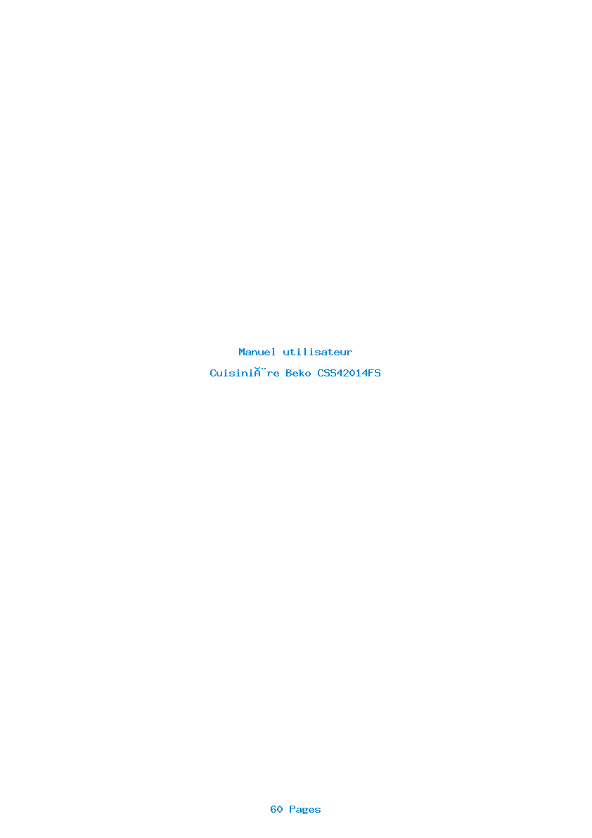 Page 1 de la notice Manuel utilisateur Beko CSS42014FS