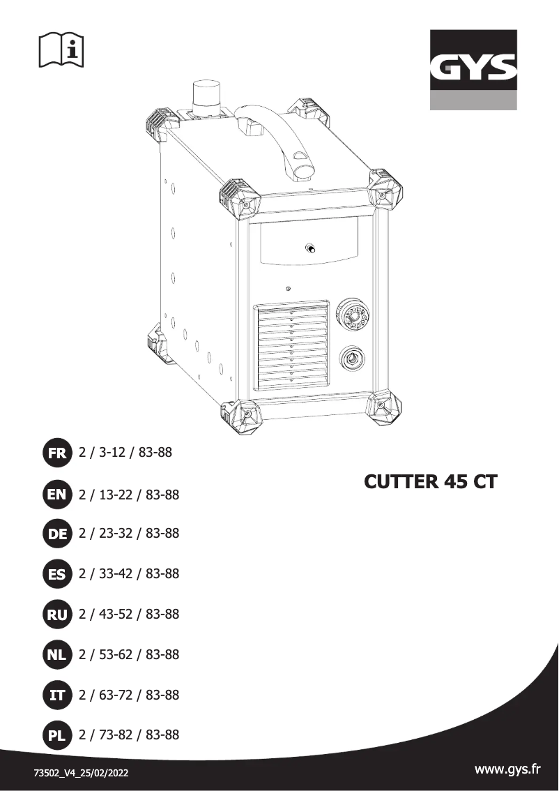 Page 1 of the manual User Manual GYS Cutter 45 CT
