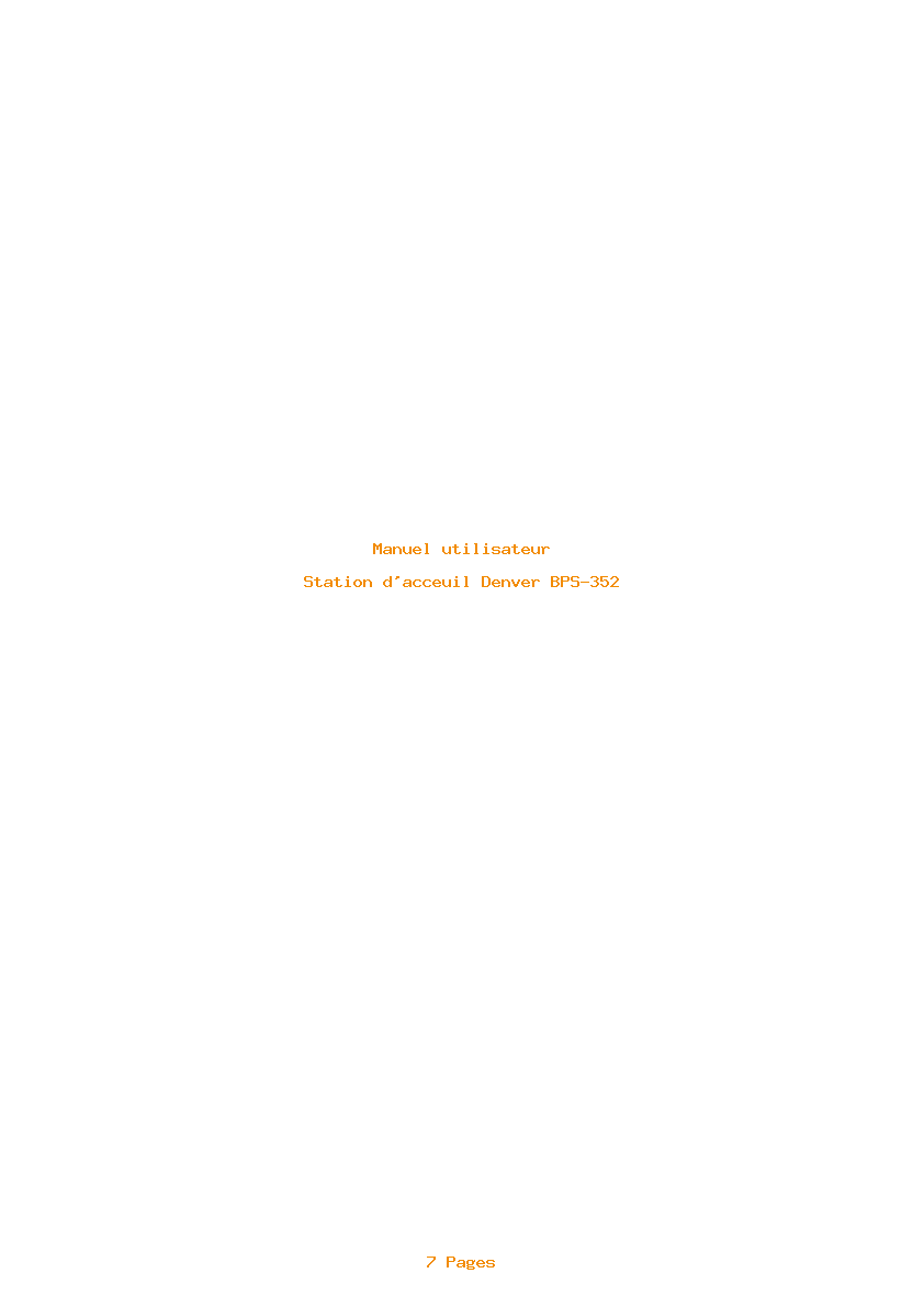 Page 1 de la notice Manuel utilisateur Denver BPS-352