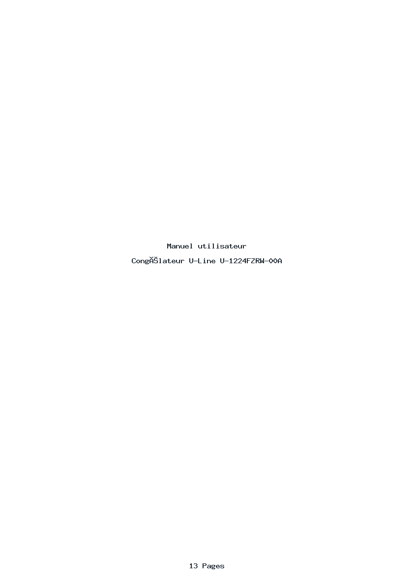 Page 1 de la notice Manuel utilisateur U-Line U-1224FZRW-00A