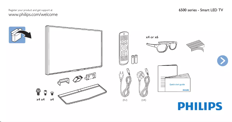 Page n°1 - Guide de démarrage rapide Philips 42PFK6549