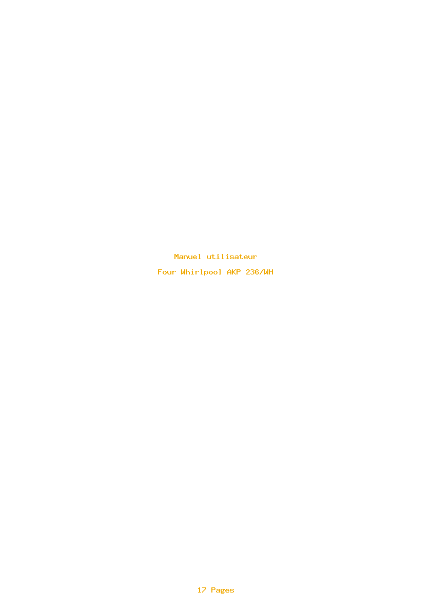 Page 1 de la notice Manuel utilisateur Whirlpool AKP 236/WH