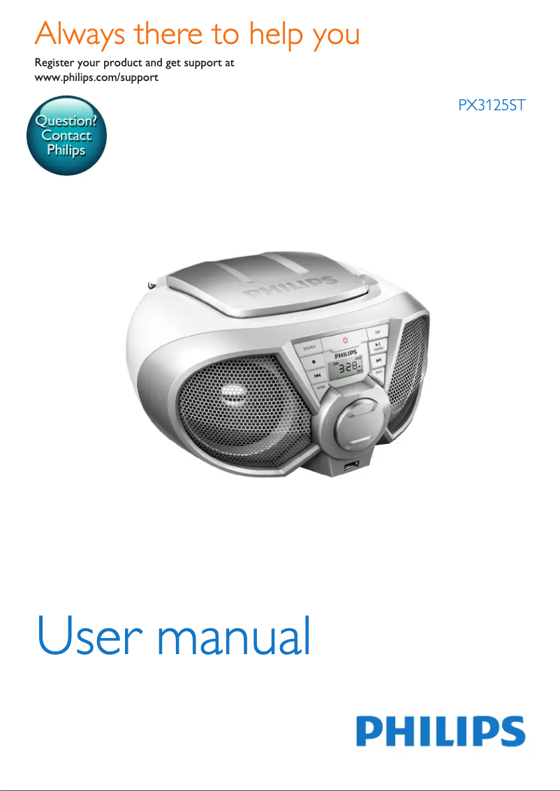 Page 1 de la notice Manuel utilisateur Philips PX3125ST