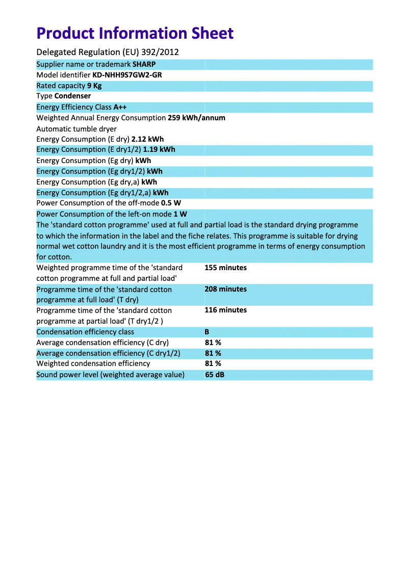 Page n°1 - Manuel utilisateur Sharp KD-NHH9S7GW2-GR