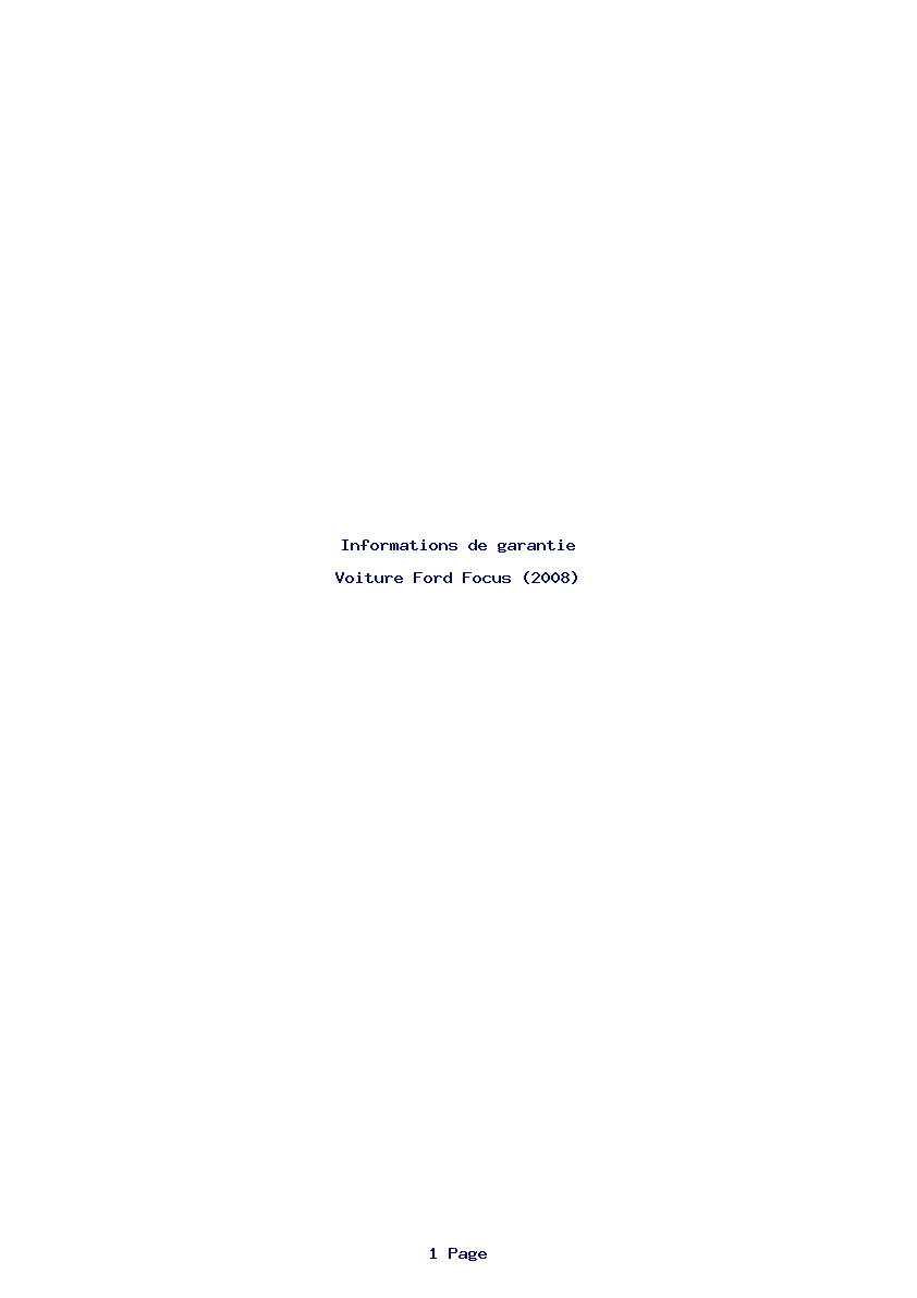 Page 1 de la notice Informations de garantie Ford Focus (2008)