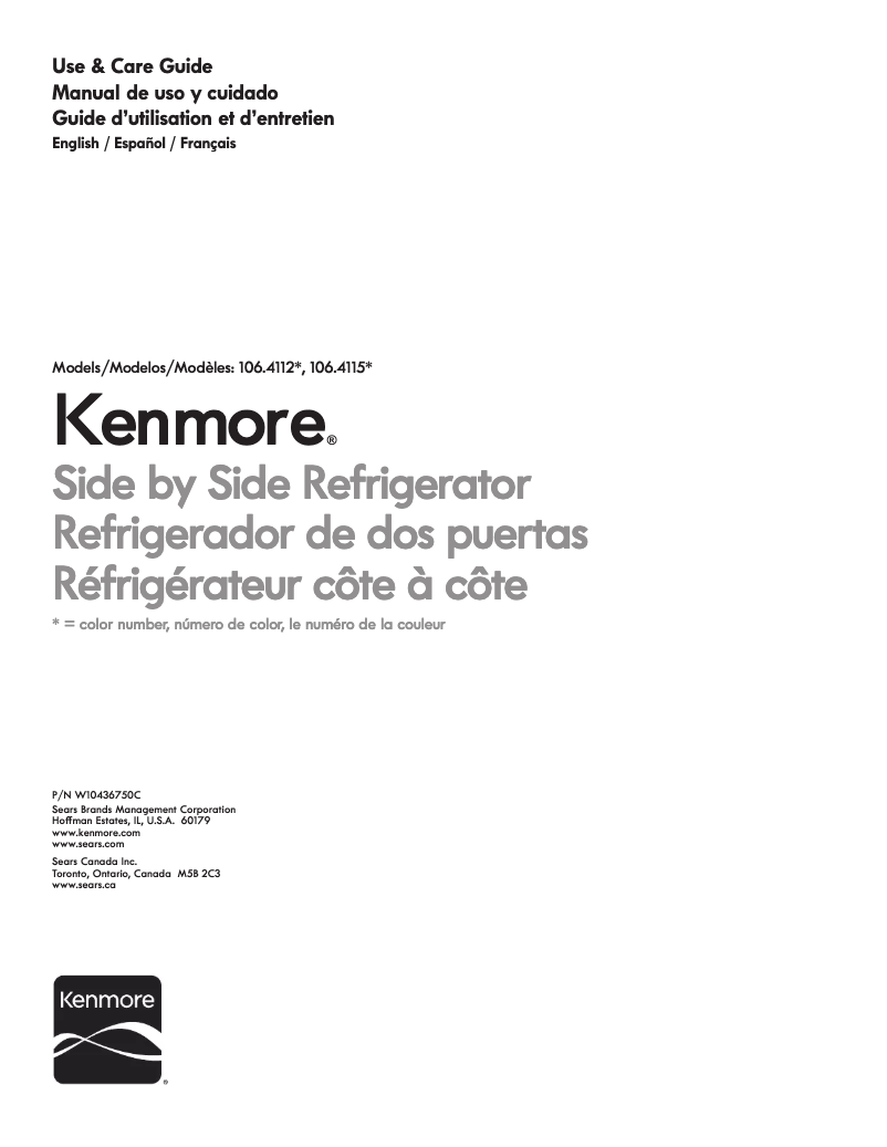 Page 1 de la notice Manuel utilisateur Kenmore 106.41132