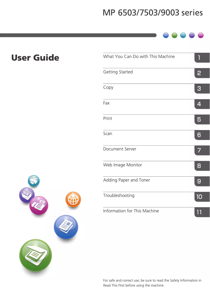Page 1 de la notice Manuel utilisateur Ricoh MP 7503