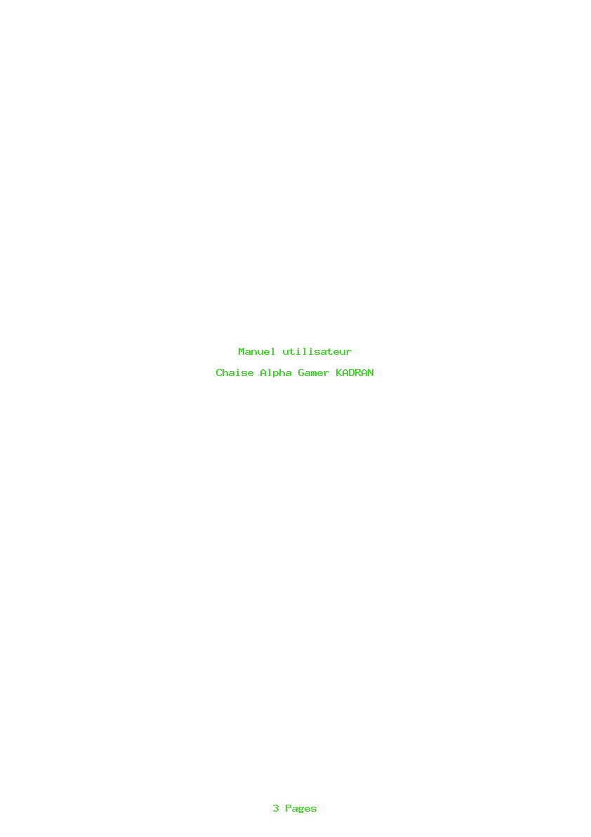 Page 1 de la notice Manuel utilisateur Alpha Gamer KADRAN