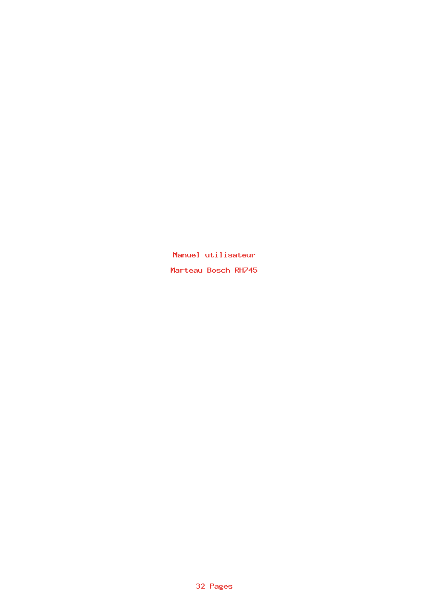 Page 1 de la notice Manuel utilisateur Bosch RH745