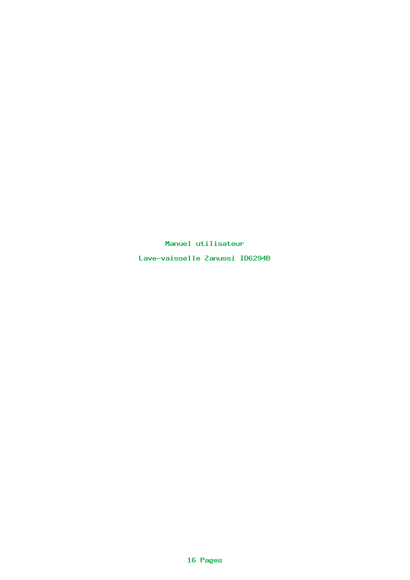 Page 1 de la notice Manuel utilisateur Zanussi ID6294B