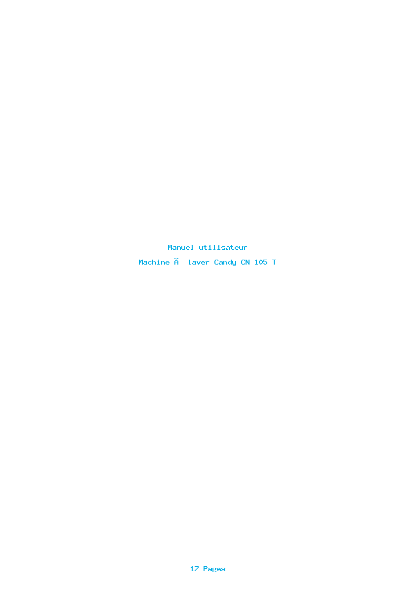 Page 1 de la notice Manuel utilisateur Candy CN 105 T
