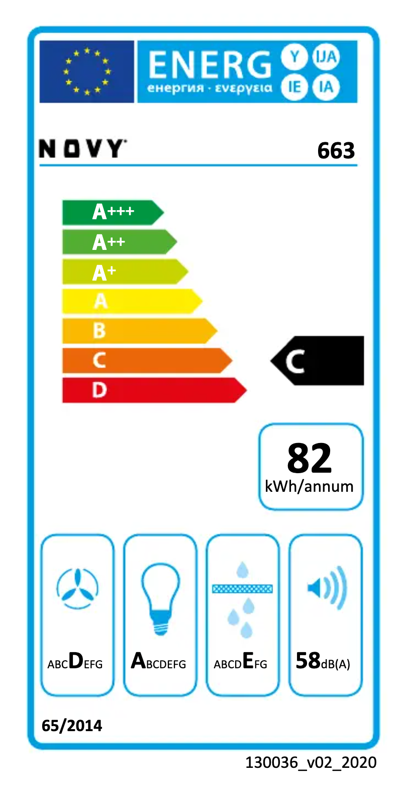 Page 1 de la notice Label énergétique Novy Telescopic Glass 663