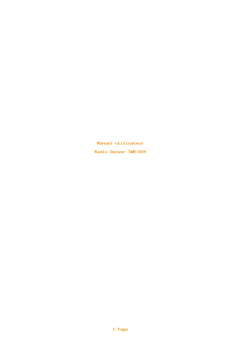 Page 1 de la notice Manuel utilisateur Denver TWR-804