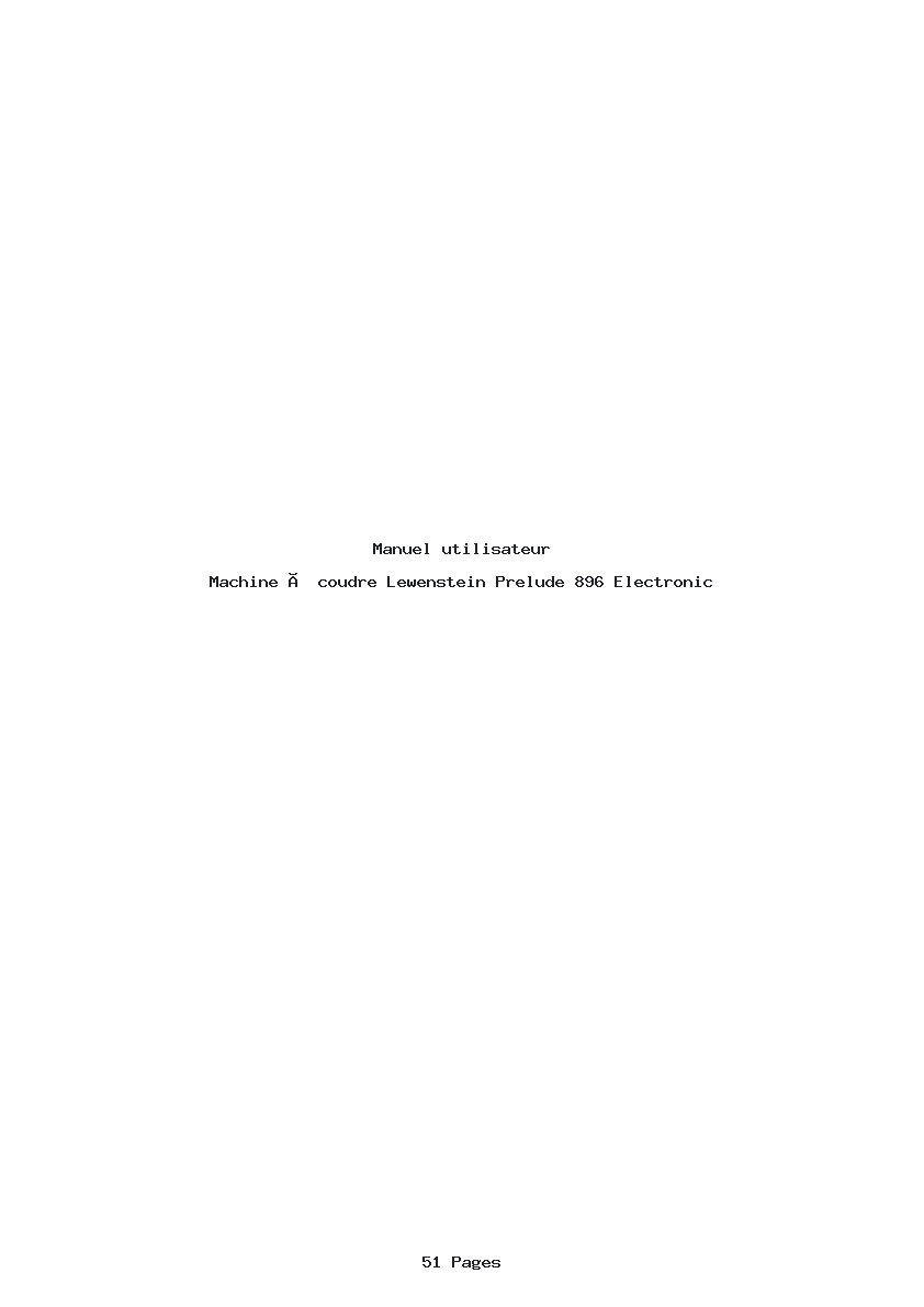 Page 1 de la notice Manuel utilisateur Lewenstein Prelude 896 Electronic