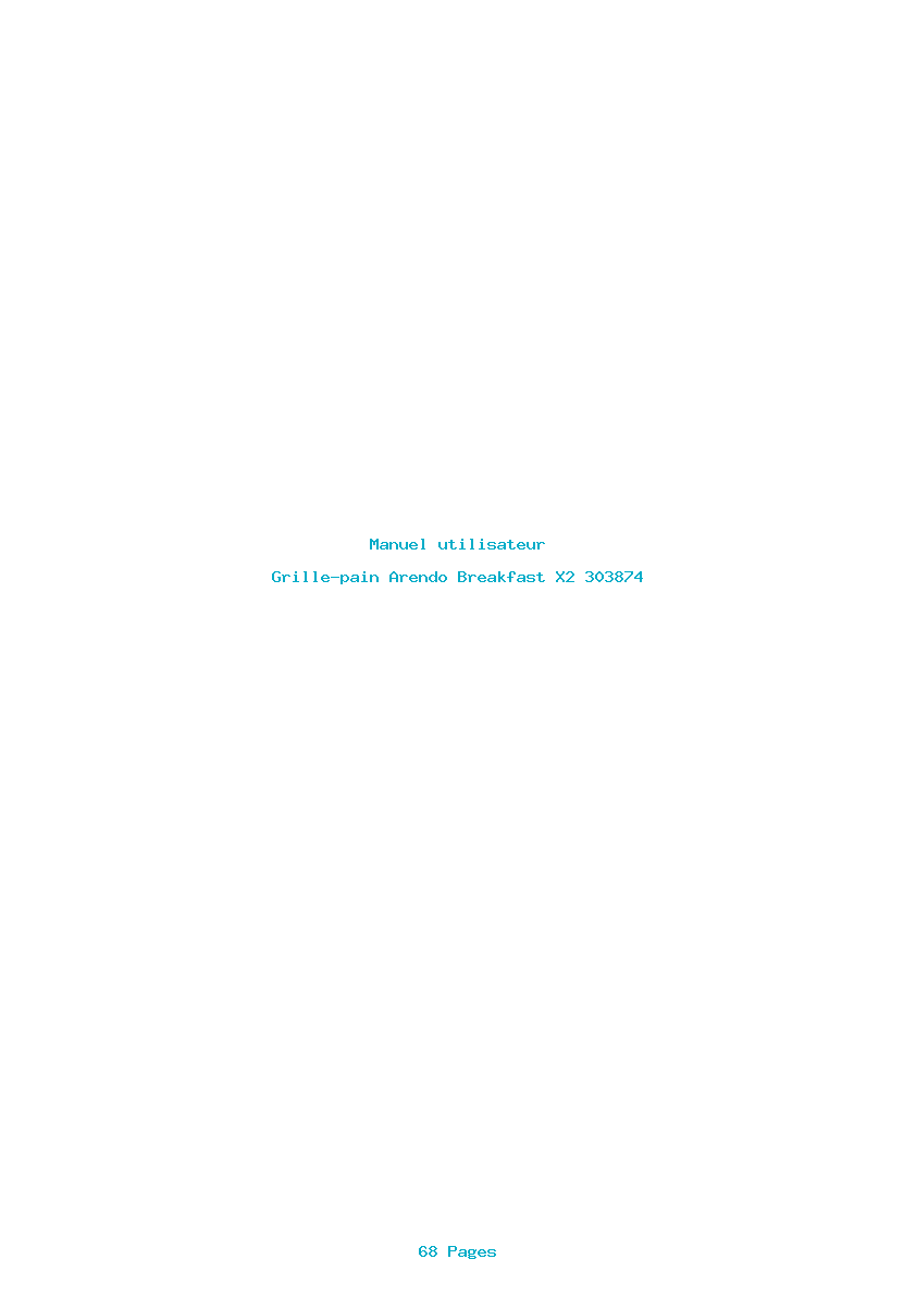 Page 1 de la notice Manuel utilisateur Arendo Breakfast X2 303874