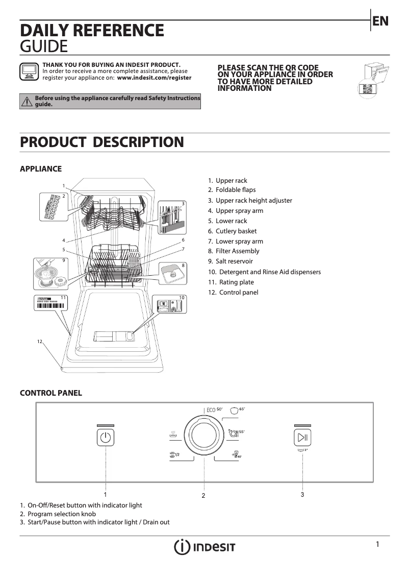 Page n°1 - Manuel utilisateur Indesit Slimline DF9E 1B10