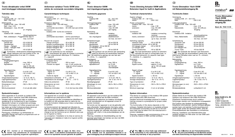 Page 1 of the manual User Manual Berker 75331005