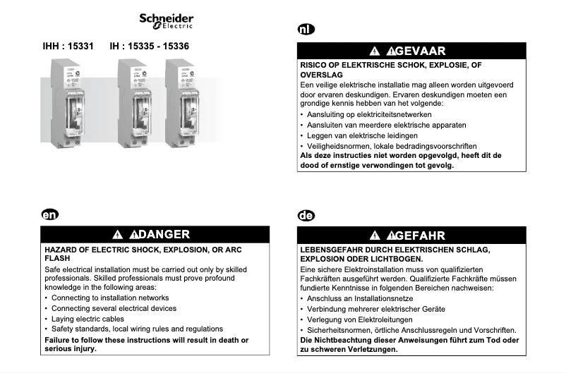 Page 1 of the manual User Manual Schneider 15336