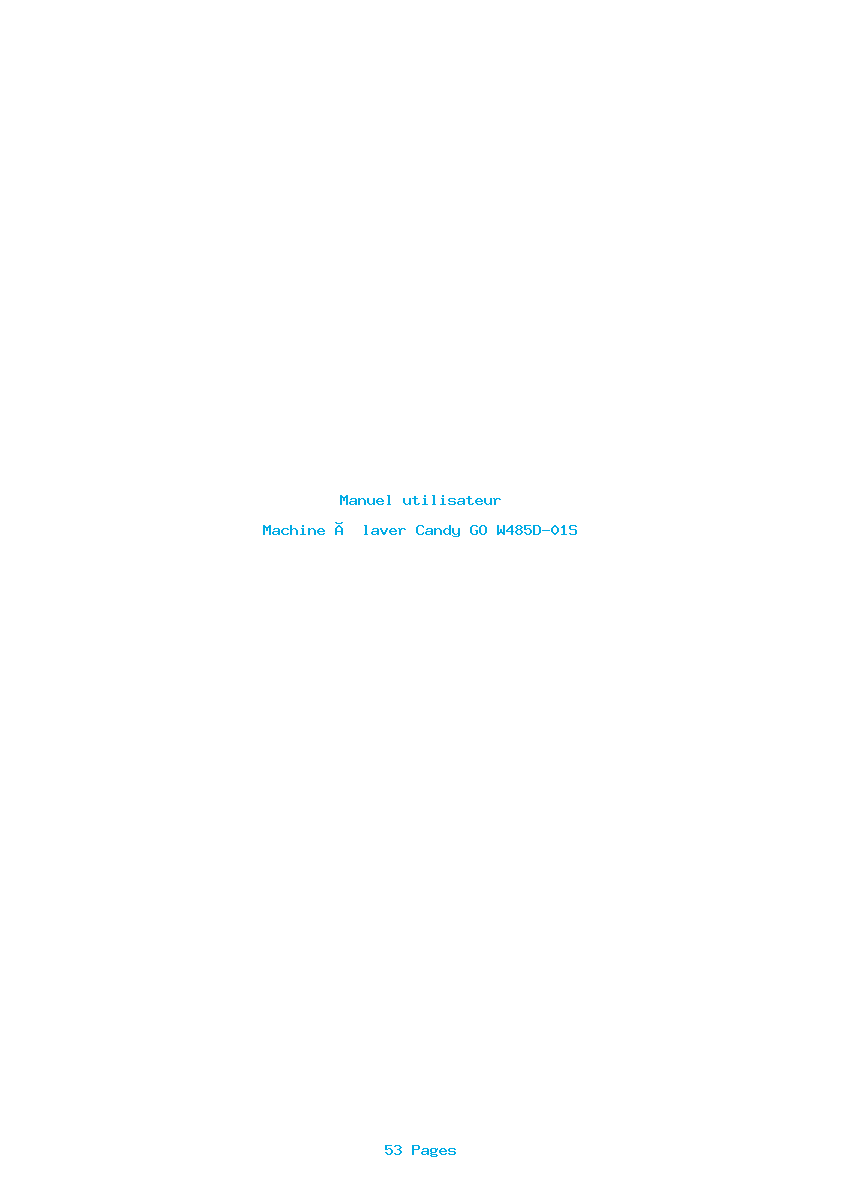 Page 1 de la notice Manuel utilisateur Candy GO W485D-01S